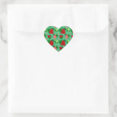 Rotes grünes Rosa Erdbeeren Herz-Aufkleber (Tasche)