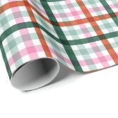 Rotes grünes Rosa Modernes Kariertes Weihnachten Geschenkpapier (Rolleneckpunkt)
