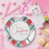 Rotes grünes Rosa Weihnachtsgeschirr Kariert Pappteller (Party)
