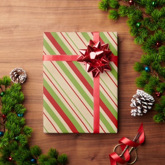 rotes grünes Streifenpapier Geschenkpapier (Feiertagsgeschenk)