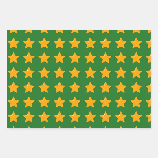 Rotes grünes Strickpapier - Goldstars Geschenkpapier Set (Vorderseite 3)