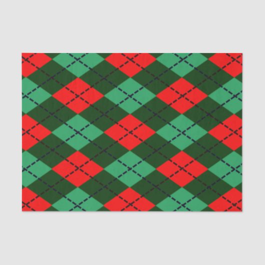 Rotes grünes Tartan-Papierpapier Seidenpapier (Vorderseite)