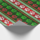 Rotes grünes Tatzendruck-Muster-Packpapier Geschenkpapier (Ecke)