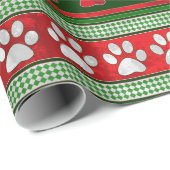 Rotes grünes Tatzendruck-Muster-Packpapier Geschenkpapier (Rolleneckpunkt)