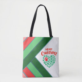 Rotes, grünes und weißes Weihnachtsherz Hundekuh Tasche