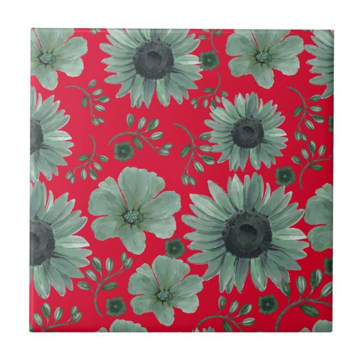 Rotes grünes Wasser Fliese (Vorderseite)