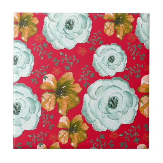 Rotes grünes Wasser Fliese (Vorderseite)