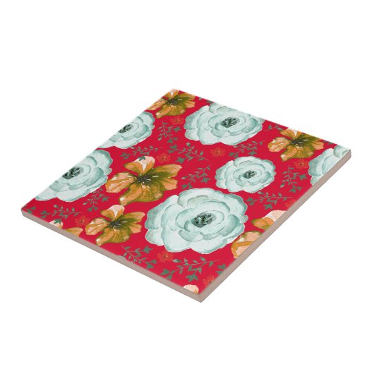 Rotes grünes Wasser Fliese (Seite)