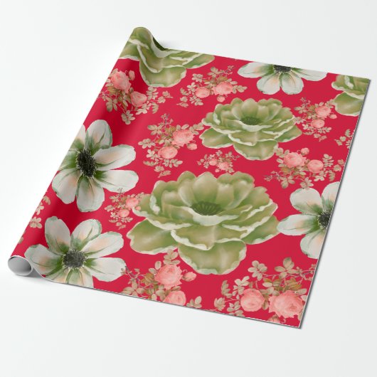 Rotes grünes Wasser Geschenkpapier (Ungerollt)