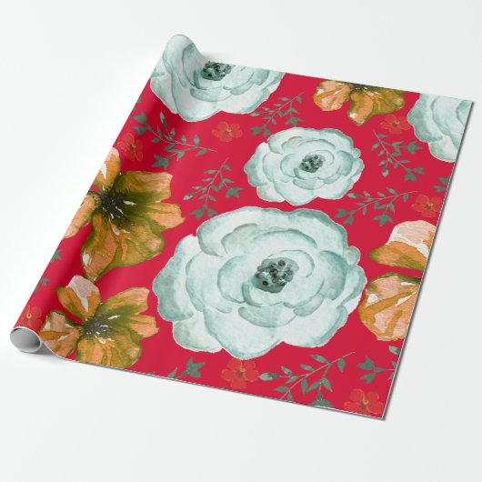 Rotes grünes Wasser Geschenkpapier (Ungerollt)