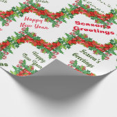 Rotes, grünes Weihnachtstypografisches Wrapping Pa Geschenkpapier (Ecke)
