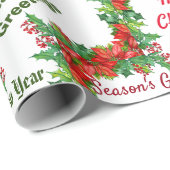 Rotes, grünes Weihnachtstypografisches Wrapping Pa Geschenkpapier (Rolleneckpunkt)