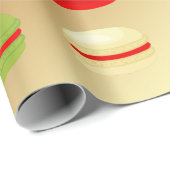 Rotes grünes Weiß auf Goldweihnachtsfranzosen Geschenkpapier (Rolleneckpunkt)