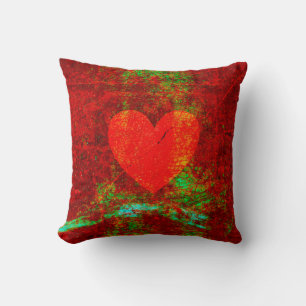 Rotes Grunge-Herz gebrochen Kissen