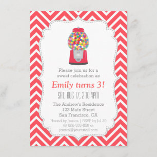 Rotes Gumball Einladung