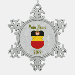 Rotes Haar der deutschen Angelfahne Schneeflocken Zinn-Ornament