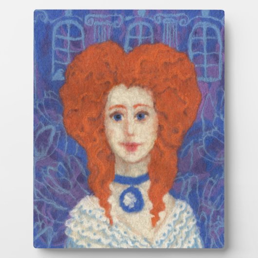Rotes Haar, Ingwer Girl Rokoko Glasfaser, blau ora Fotoplatte (Vorderseite)