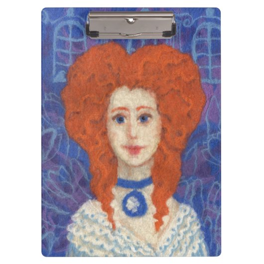 Rotes Haar, Ingwer Girl Rokoko Glasfaser, blau ora Klemmbrett (Vorderseite)