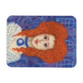Rotes Haar, Ingwer Girl Rokoko Glasfaser, blau ora Magnet (Horizontal)