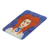 Rotes Haar, Ingwer Girl Rokoko Glasfaser, blau ora Magnet (Linke Seite)