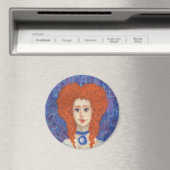 Rotes Haar, Ingwer Mädchen Rokoko-Faser Kunst blau Magnet (In Situ (Geschirrspüler))