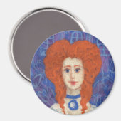 Rotes Haar, Ingwer Mädchen Rokoko-Faser Kunst blau Magnet (Vorderseite/Rückseite)