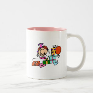 Rotes Haar Mädchen mit Geburtstagsgeschenken T-Shi Zweifarbige Tasse