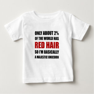 Rotes Haar-majestätisches Einhorn Baby T-shirt