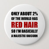 Rotes Haar-majestätisches Einhorn Button (Vorderseite)