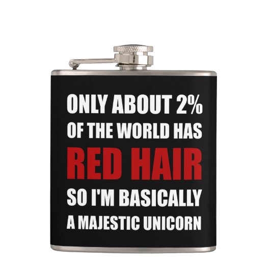 Rotes Haar-majestätisches Einhorn Flachmann (Vorderseite)