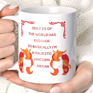 Rotes Haar Majestätisches Einhorn Lustig Personali Kaffeetasse