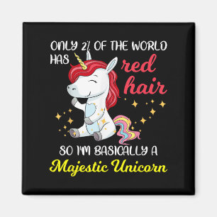 Rotes Haar Majestätisches Einhorn Lustiger Ingwer- Magnet