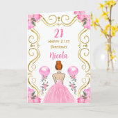 Rotes Haar Princess Pink Happy Birthday Karte (Gelbe Blume)