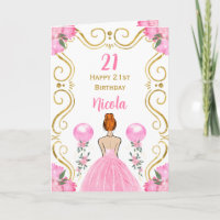 Rotes Haar Princess Pink Happy Birthday