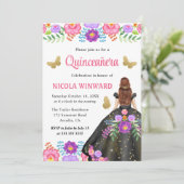 Rotes Haar Prinzessin Mexikanisches Blumenkleid Qu Einladung (Stehend Vorderseite)