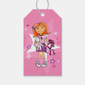 Rotes Haar Sternchen rosa Geschenk Geschenkanhänger (Vorderseite)