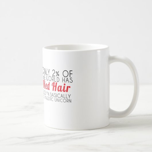 Rotes Haarmajestätische Unicorn-Text-Tasse Kaffeetasse (Rechts)
