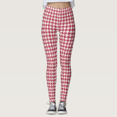 Rotes Hahnentrittmuster Frauen Leggings (Vorderseite)