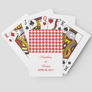 Rotes Hahnentrittmuster Hochzeitskarten Spielkarten