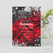 Rotes Halloween Magisches Nachtmasquerade-Party Einladung (Stehend Vorderseite)