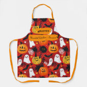 Rotes Halloween mit Pumpkins, Geistern und Flederm Schürze (Vorderseite)