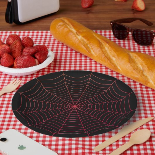 Rotes Halloween-Muster Pappteller (Picknick)