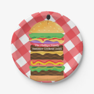 Rotes Hamburger Sommer-Cookout-Barbecue-Party Benu Pappteller