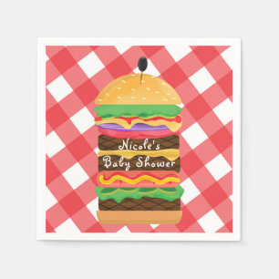 Rotes Hamburger Sommer Grillfest Barbecue BBQ Part Serviette