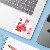 Rotes Hanbok, Fuchs und Foundation mit Mattabdecku Aufkleber (Laptop mit iPhone)