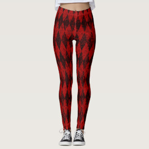 Rotes Harlequin Diamond-Raute Leggings