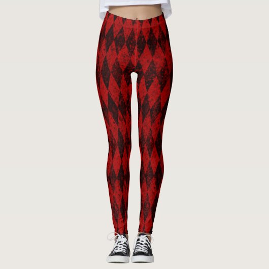 Rotes Harlequin Diamond-Raute Leggings (Vorderseite)