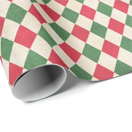 Rotes Harlequin-Muster Geschenkpapier (Rolleneckpunkt)