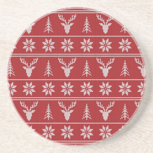 Rotes hässliches Weihnachtspulli Getränkeuntersetzer (Vorne)