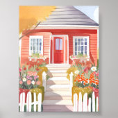 Rotes Haus | Hübsche Aquarellmalerei Poster (Vorne)